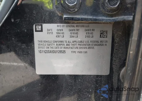 2013 Chevrolet Malibu 1Lt from USA, damaged, VIN 1G11C5SA8DU128525